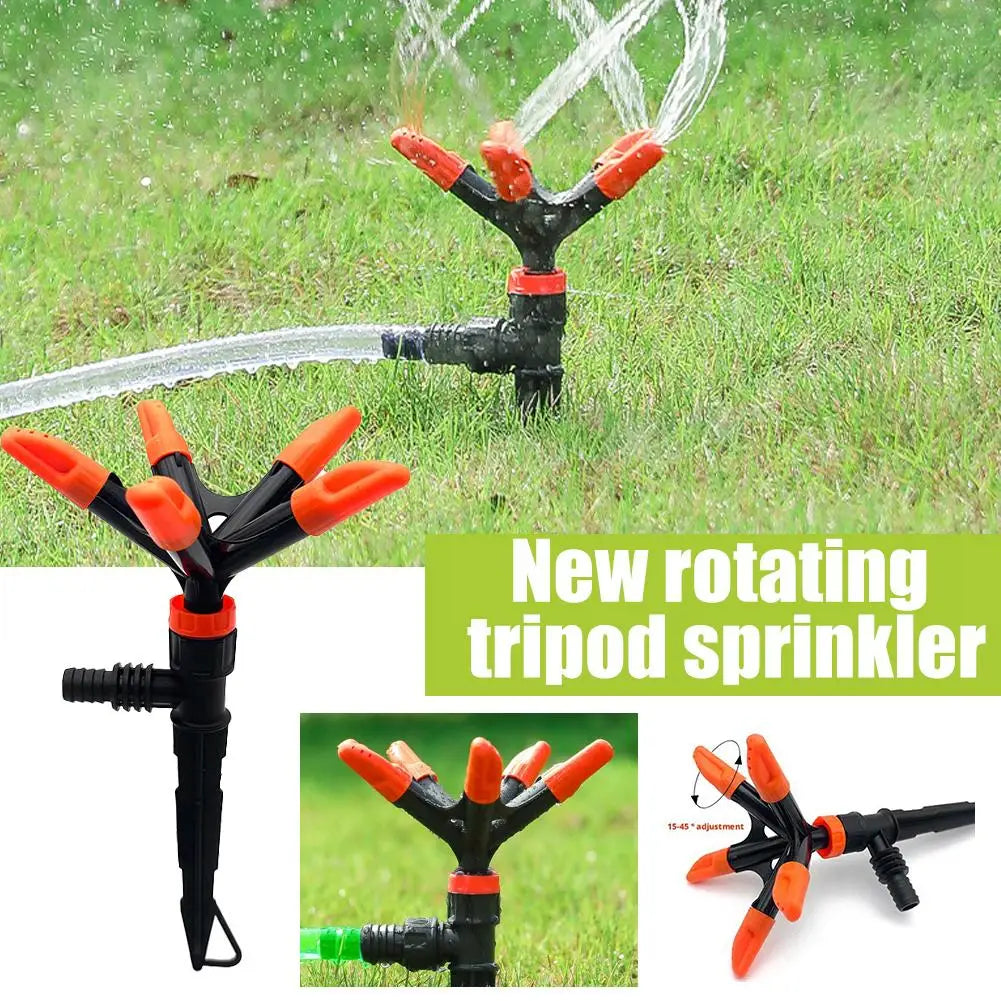 360° Automatischer Gartensprinkler mit Edelstahl-Bewässerungsschlauch – 75 Fuß – Rotierender Rasensprenger