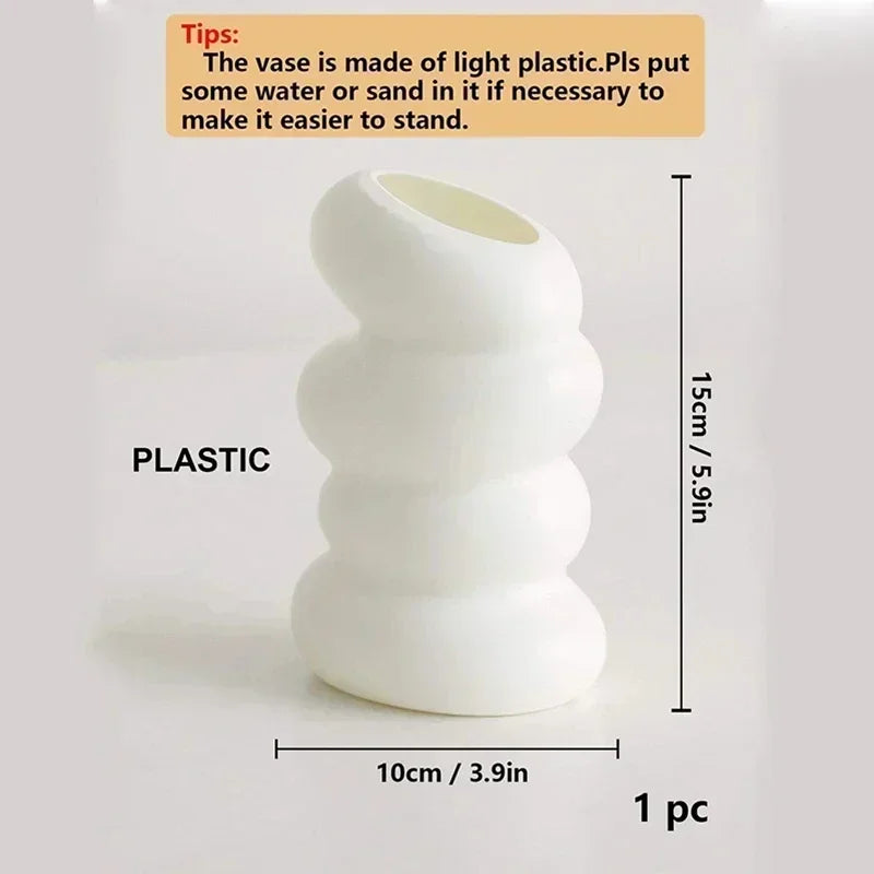 Nordische Spiralvase aus Kunststoff – Stilvolle Blumenvase für Wohnzimmer, Küche Schlafzimmer