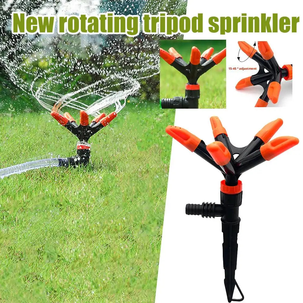 360° Automatischer Gartensprinkler mit Edelstahl-Bewässerungsschlauch – 75 Fuß – Rotierender Rasensprenger