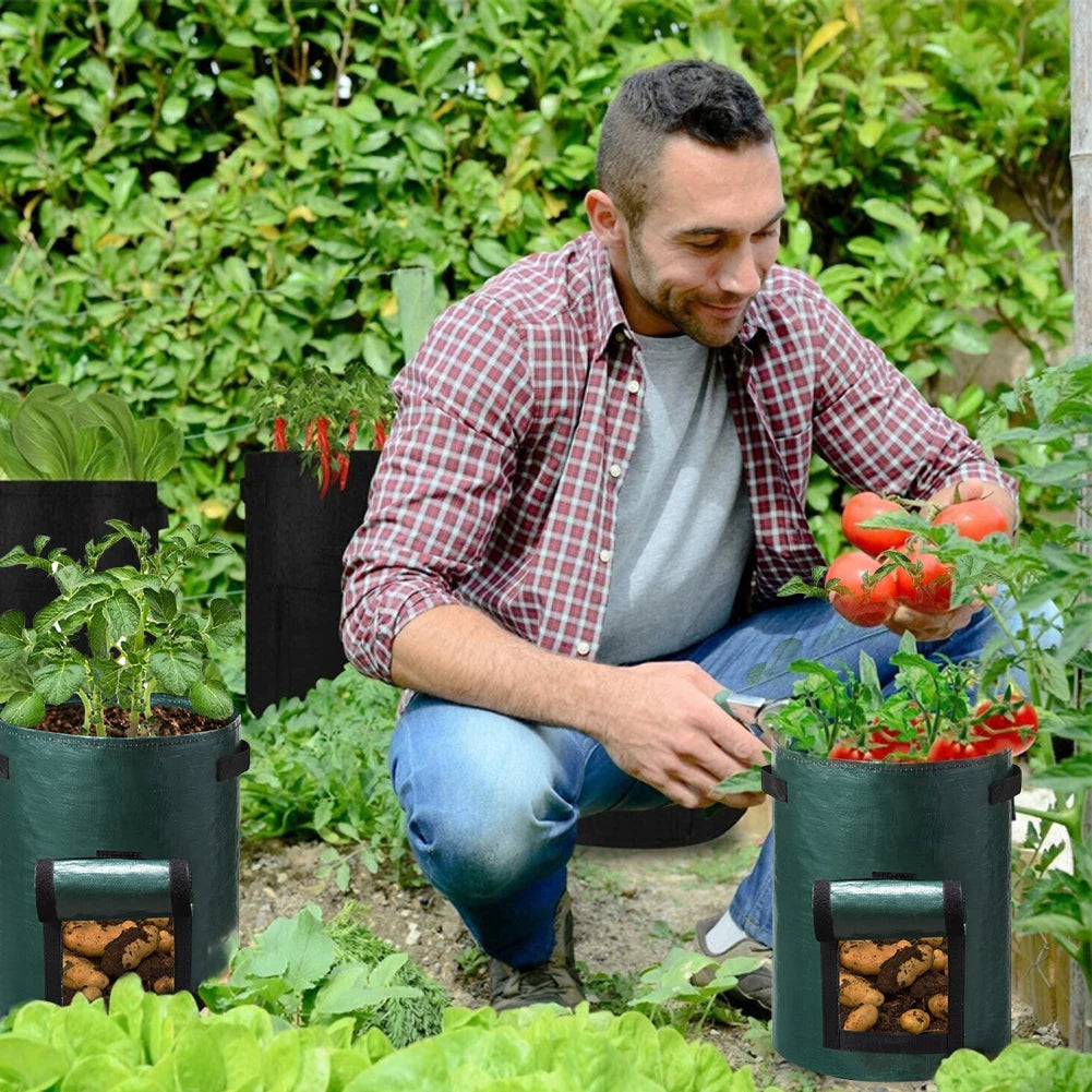 Gallonen Pflanzenwachstumsbeutel mit Griff – Robuster PE-Gemüsebeutel für Kartoffeln, Zwiebeln & Gartenpflanzen