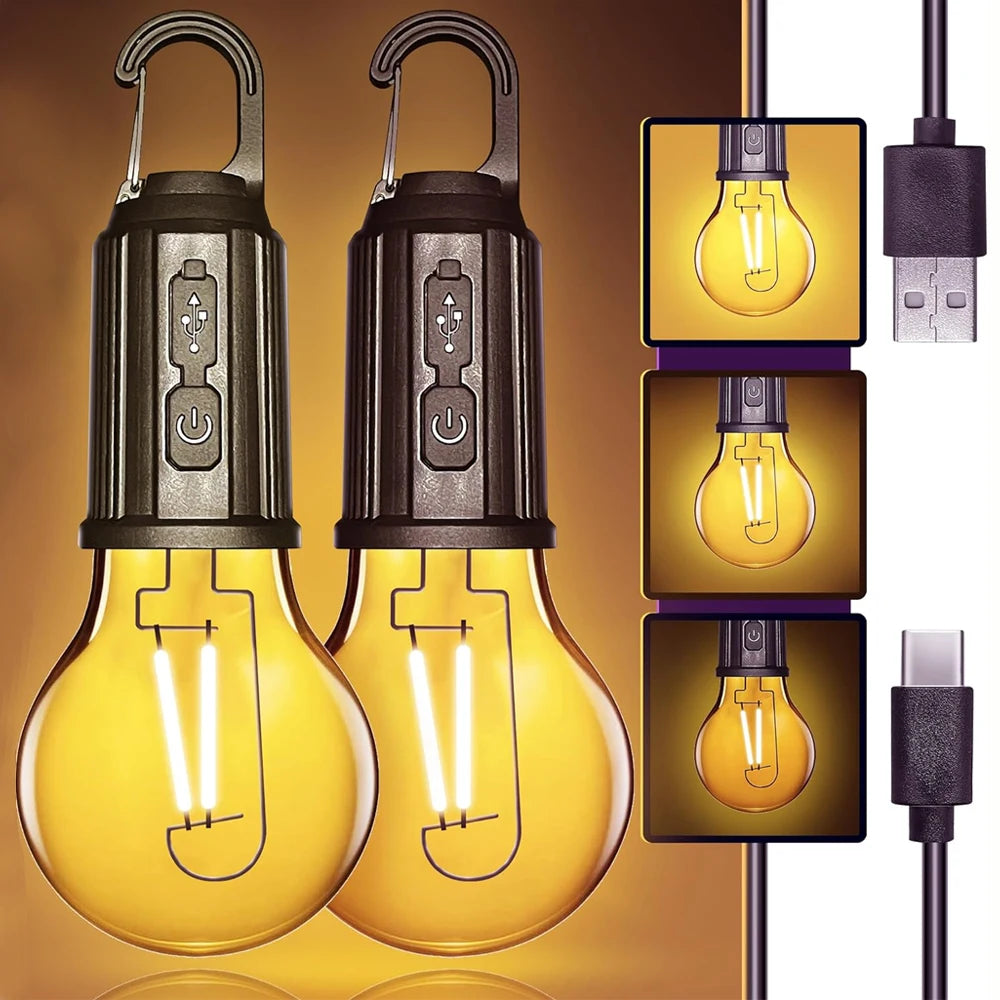 Camping LED Lampe mit USB-Aufladung – Tragbare Outdoor-Laterne mit Haken und hoher Helligkeit