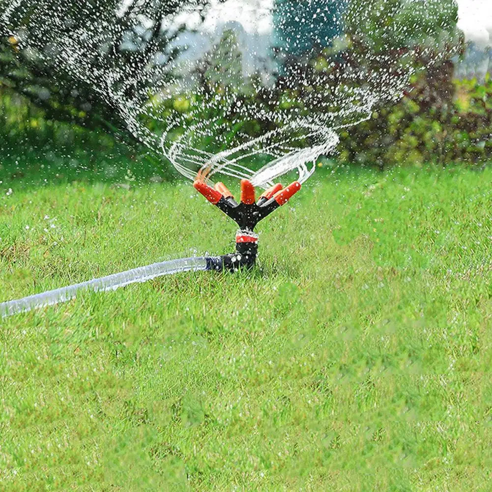 360° Automatischer Gartensprinkler mit Edelstahl-Bewässerungsschlauch – 75 Fuß – Rotierender Rasensprenger