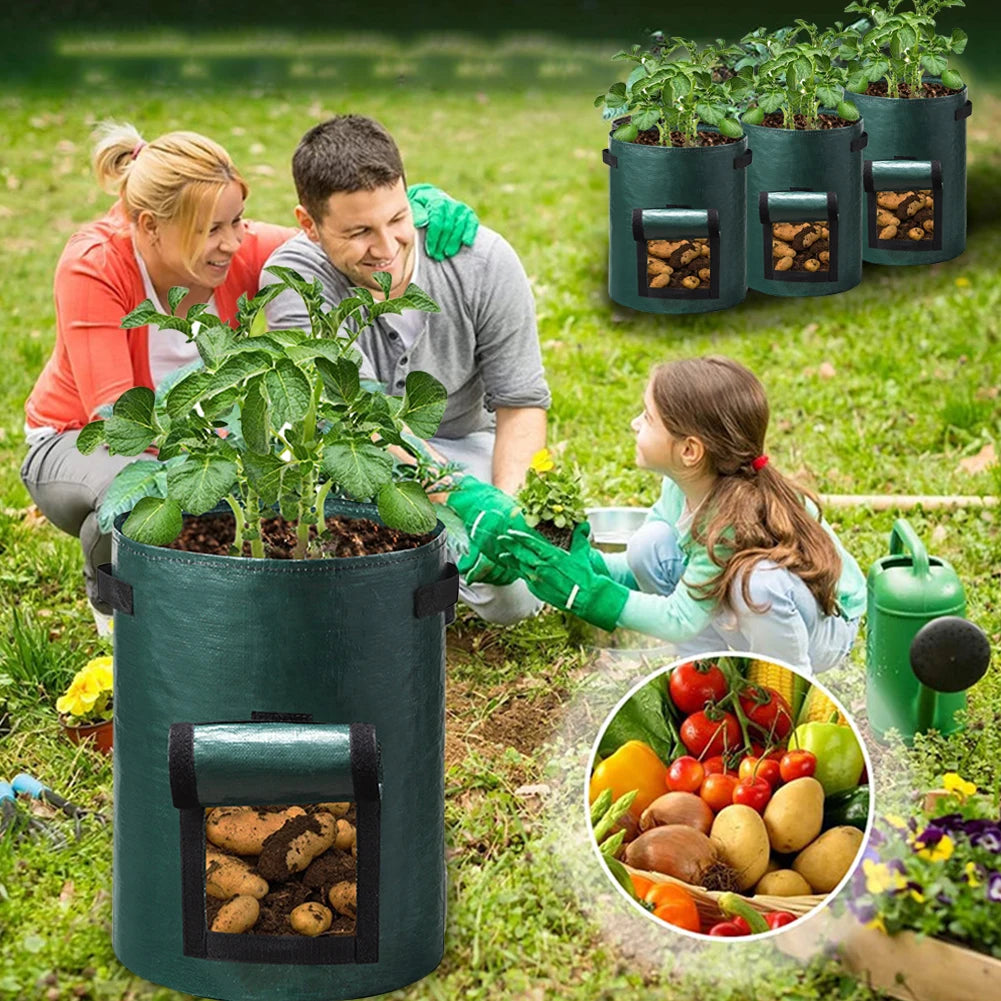Gallonen Pflanzenwachstumsbeutel mit Griff – Robuster PE-Gemüsebeutel für Kartoffeln, Zwiebeln & Gartenpflanzen