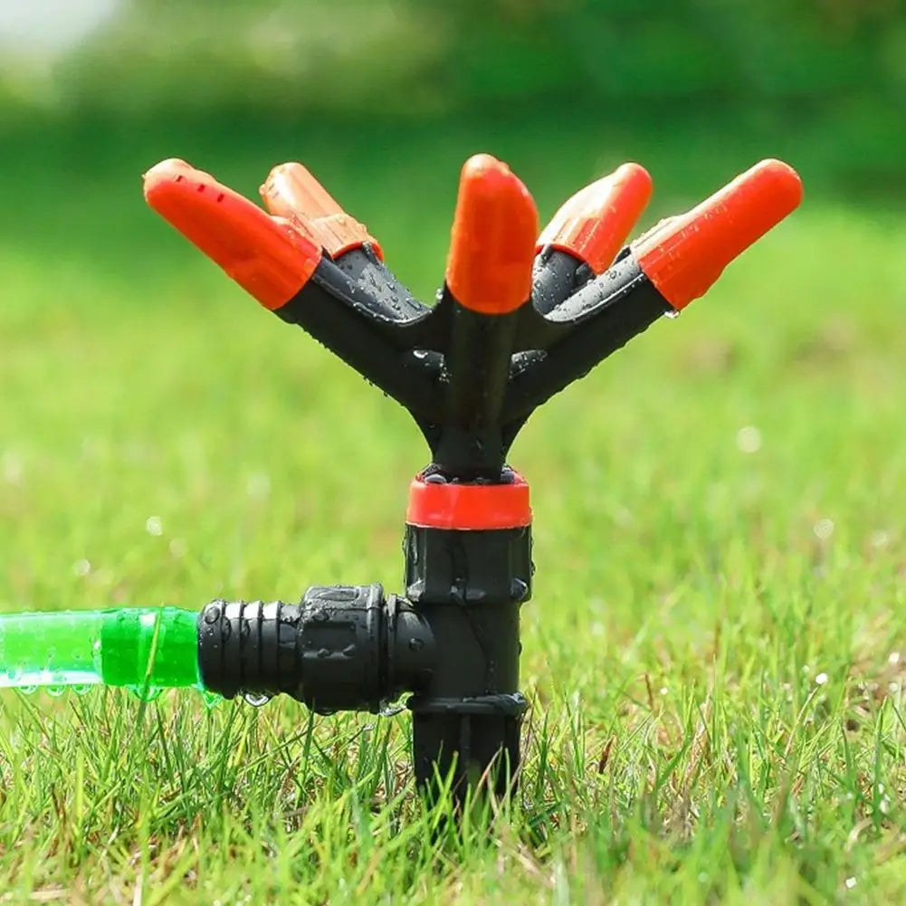 360° Automatischer Gartensprinkler mit Edelstahl-Bewässerungsschlauch – 75 Fuß – Rotierender Rasensprenger