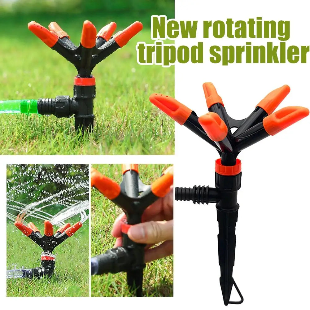 360° Automatischer Gartensprinkler mit Edelstahl-Bewässerungsschlauch – 75 Fuß – Rotierender Rasensprenger